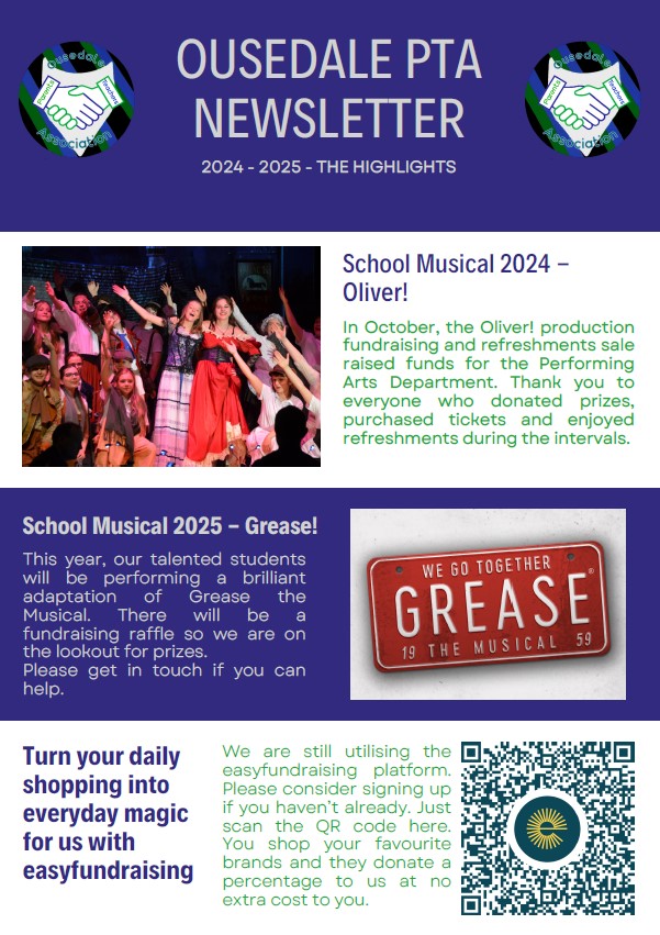 PTA Newsletter front cover of 2024-25 highlights